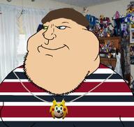 brown_hair chris-chan clothes fat heterochromia kiwifarms lolcow medallion obese smile smug sonichu sonichu_medallion striped_clothing subvariant:mexiaryan variant:meximutt white_skin // 884x839 // 424.6KB