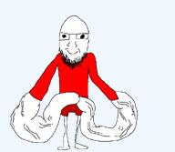 arm beard buff closed_mouth clothes glasses meta:not_oc muscles red_shirt shirts smile soyjak variant:unknown // 976x850 // 24.3KB