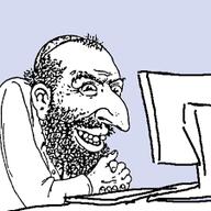 big_nose clothes computer happy hat jewish_nose jews kike meta:not_oc nas:merchant rubbing_hands smile