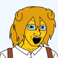 06eb artist:xjanny clothes dog_ear ear femjanny glasses hair janny open_mouth ponytail transparent_background variant:soyak yellow_skin // 1000x1000 // 31.0KB