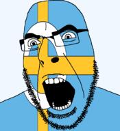 angry british flag flag:skye glasses hair looking_to_the_left open_mouth scotland skye soyjak stubble teeth thick_eyebrows united_kingdom variant:cobson // 721x789 // 50.1KB