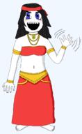 arm arm_band barefoot belly belly_dancer blue_eyes blush blushing bracelet clothes dress emerald female foot full_body hair hand happy headband jewel jewelry necklace open_mouth skirt smile transparent transparent_background tube_top variant:soytan waving white_skin // 1352x2196 // 70.3KB