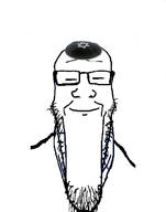closed_eyes closed_mouth clothes glasses hat judaism kippah smile soyjak star_of_david stubble variant:markiplier_soyjak // 785x1000 // 92.3KB