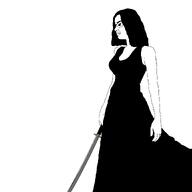 black_clothing dark_hair drawing dress eyelashes glasses holding_object lips nose ring subvariant:patricia sword thick_eyebrows thick_lips traced variant:chudjak white_background white_skin // 1200x1200 // 23.2KB