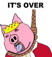 animal bloodshot_eyes double_chin ear eyelids hanging its_over oink pig pink_skin red_eyes small_eyes snout soyjak stubble subvariant:massjak subvariant:wholesome_soyjak technoblade text tongue variant:bernd variant:gapejak video_game youtuber // 737x814 // 254.8KB