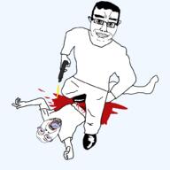 ack bisected blood blood_splatter blood_spray bloodshot_eyes bullet crying death dismemberment execution firearm gun holding_gun holding_object holding_pistol looking_at_you murder mutilation muzzle_flash pistol pool_of_blood series:chud's_hitman smile stomp template tongue tongue_out transparent_background variant:bernd variant:chudjak yellow_teeth // 1000x1000 // 23.4KB