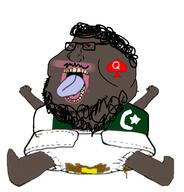 aryan baby beard bloodshot_eyes brown_skin curly_hair diaper glasses hair mustache open_mouth pajeet pakistan poop queen_of_hearts shitskin soyjak subvariant:pissbaby tranny variant:meximutt xxx_yakubsgraftingdescendant_xxx // 1122x1168 // 418.3KB