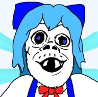 anime baby blue_hair cirno clothes deformed ribbon smile soyjak subvariant:jacobson touhou variant:a24_slowburn_soyjak video_game wing // 479x476 // 48.6KB