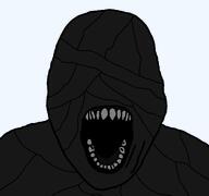 black_skin horror horror_game mold monster open_mouth resident_evil screaming sharp_teeth soyjak teeth tongue transparent_background variant:bernd video_game // 1255x1175 // 47.6KB