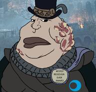 award black_eyes black_sclera bluepoint boletarian_palace closed_mouth clothes fat_official feather gynaecomastia hat obese ruff transparent_background variant:meximutt // 887x849 // 353.5KB