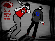 art bat blood bloodshot_eyes chud crt eye filter jewish_star jews knife manhunt_2 red schizo swastika tattoo variant:chudjak // 1029x768 // 588.5KB