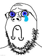 frown glasses imgflip.com sad soyjak stubble tear variant:gapejak // 500x666 // 60.0KB