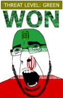 ahegao allah allahu_akbar country emerald flag flag:iran gem glasses green green_eyes hair iran looking_up open_mouth persian_text schlog_color_event soyjak soyjak_blog stubble teeth text threat_level_green variant:cobson won // 721x1115 // 172.7KB