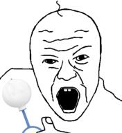 baby hair hand holding_object open_mouth soyjak variant:legojak variant:unknown // 414x452 // 34.9KB