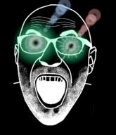 beard black_skin ear glasses glowing_eyes inverted open_mouth soyjak stubble thougher variant:cirrus // 608x709 // 272.6KB