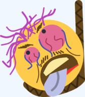 ack bloodshot_eyes crazed crying dead emoticon hair hanging meta:nas noose open_mouth purple_hair redraw rope smile soy_parody stubble style_emulation suicide tongue tranny variant:bernd yellow yellow_skin yellow_teeth // 963x1093 // 160.6KB