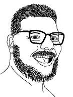 beard glasses hair mustache open_mouth soyjak stubble variant:terfjak // 233x308 // 35.3KB