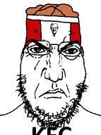 angry bucket chicken closed_mouth food fried_chicken front_facing frown glasses kfc looking_at_you punisher_face soyjak stubble subvariant:gapejak_front text variant:gapejak // 500x670 // 9.1KB