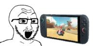 glasses hair mario mario_kart nintendo nintendo_switch_2 open_mouth soyjak stubble teeth text variant:soyak variant:soyak_2 video_game // 652x324 // 102.6KB
