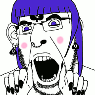 angry animated anime bbc bernkastel ear facial_mark forehead_mark glasses hair hand nose_piercing nose_ring open_mouth painted_nails purple_hair queen_of_spades soyjak stubble subvariant:slutson tbp umineko variant:cobson video_game // 723x861 // 110.8KB