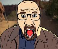 beard breaking_bad brown_beard brown_eyebrows brown_hair bryan_cranston clothes glasses irl_background open_mouth soyjak variant:el_perro_rabioso walter_white white_skin // 675x568 // 229.4KB