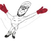 attacks_you closed_mouth flying full_body glasses glove shoe smile soyjak stubble subvariant:fingerboy swoopjak variant:a24_slowburn_soyjak // 720x590 // 154.2KB