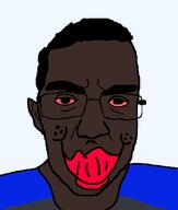 big_lips black_skin bloodshot_eyes closed_mouth clothes ear freckles glasses hair jartycuck mustache nigger stubble subvariant:jartycuck subvariant:patrick variant:chudjak // 954x1123 // 37.8KB