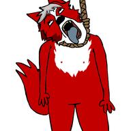 ack ackjak crimsonfur edit fur furfag furry hanging noose red_fur subvariant:trannyfur suicide tail white_fur white_hair // 1500x1500 // 78.1KB