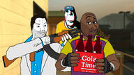 3soyjaks ak-47 black_skin chromatic_aberration closed_mouth clothes coach_(left_4_dead) coca_cola ellis_(left_4_dead) firearm gun hat holding_gun holding_object holding_rifle left_4_dead_(series) left_4_dead_2 nick_(left_4_dead) rifle soda soyjak stubble subvariant:hornyson valve variant:chudjak variant:cobson variant:smugjak video_game weapon // 1920x1080 // 1.2MB