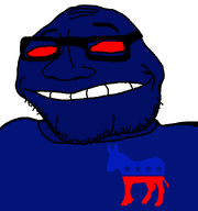 bald chin dark democratic_party evil glasses logo red_eyes smirk soyjak stubble subvariant:lakuse transparent_background variant:smugjak wrinkles // 600x640 // 24.9KB