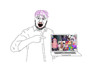 anime glasses laptop lips lipstick mustache open_mouth pointing stubble tranime_girl tranny troon troonslop variant:pointing_laptopjak white_shirt // 2500x1688 // 801.7KB