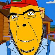 clothes drawn_background glasses hat smile sneed soyjak stubble the_simpsons variant:cobson yellow_skin // 1050x1050 // 648.1KB