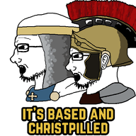based based_and_christpilled christianity cross crusader ear forehead_lines glasses nose open_mouth roman roman_empire roman_legionary roman_legionary_helmet stubble subvariant:soyak_side text variant:soyak // 565x565 // 23.6KB