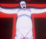 anime arm cross crucifixion glasses hand leg lilith_(evangelion) mustache neon_genesis_evangelion open_mouth soyjak stubble variant:feraljak white_skin // 552x463 // 583.8KB