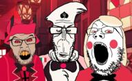 angry bbc booger bowtie clothes fangs flag:italy hazbin_hotel italy moustache mucus op_is_a_retarded_lazy_faggot_for_not_tagging_his_own_shit open_mouth queen_of_spades red_eyes stubble subvariant:euromutt suit the_person_who_refused_to_tag_this_is_a_retarded_lazy_hypocrite_faggot variant:feraljak variant:gapejak variant:markiplier_soyjak // 640x392 // 98.9KB