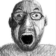 beard cross_eyed drawfag ear glasses horror meta:not_oc open_mouth shading soyjak stubble variant:cirrus // 683x680 // 641.0KB