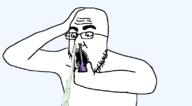 arm booger cross_eyed glasses hand nasal_irrigation open_mout stubble variant:NasalIrrigation // 800x442 // 11.4KB