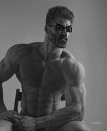 arm beard black_and_white closed_mouth gigachad hand muscles sitting sleek_n_tears text variant:chudjak // 1080x1331 // 534.1KB