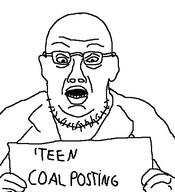 coal donald_trump ear glasses hand holding_object jail open_mouth orange_skin soyjak stubble teen text variant:trumpjak // 474x521 // 66.4KB