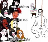 2soyjaks ahegao arm back blood blush broly_culo brown_hair buff cat_ear choker clothes cross doomer earring female femjak flag full_body glasses hair hand hanging leg makeup meme multiple_soyjaks mustache nazism negro noose nose_piercing omg_hes_here open_mouth purple_hair red_hair rope smile smug soyjak stubble swastika text tongue tranny variant:bernd variant:chudjak wojak yellow_hair yellow_teeth // 850x753 // 277.1KB