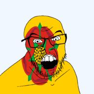 angry british flag flag:lancashire flower glasses hair lancashire lancaster_rose looking_at_you mustache open_mouth plant rose soyjak stubble teeth united_kingdom variant:feraljak // 1500x1500 // 293.7KB