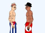 2soyjaks FerdinandDist(namefag) aztecchicano(namefag) buff chicano clothes flag flag:cuba flag:united_farm_workers gusano hat huelga_bird sweatpants transparent_background variant:chudjak // 1300x956 // 206.2KB