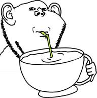 cup drinking drinking_straw ear hand holding_object mug sip soyjak stubble subvariant:impdrink variant:impish_soyak_ears // 845x850 // 123.6KB