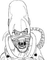 alien alien_(movie) angry glasses h_r_giger no_nose open_mouth sharp_teeth soyjak stubble tail variant:feraljak xenomorph // 1659x2087 // 180.4KB