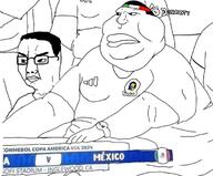 2024 2soyjaks adidas bandana california closed_mouth embedded_ena ena fat football glasses hair headband inglewood_california mexican_flag mexico meximutt sitting soyjak spanish_text subvariant:wholesome_soyjak united_states variant:chudjak variant:gapejak variant:meximutt // 695x574 // 118.3KB