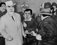 1963 assassination black_and_white bloodshot_eyes clothes death ear gun hair hat historic history irl john_kennedy lee_harvey_oswald multiple_soyjaks open_mouth photograph police revolver shocked shooting variant:cobson variant:impish_soyak_ears variant:nojak variant:smugjak variant:unknown // 1024x823 // 805.8KB