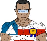aryan award bahia beans_3_(nameGOD) brazil brown_skin closed_mouth clothes flag flag:bahia glasses hair muscles smile soyjak subvariant:chudjak_front subvariant:muscular_chud variant:chudjak // 1059x929 // 100.9KB