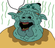 angry artist:termitesilva fat forehead_mark green_skin lips meta:namefags nas:amerimutt red_eyes speech_bubble_empty squid stink_lines subnas:ukromutt sweating trevor_(user) variant:disgusting_trevorcreature