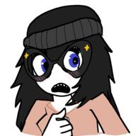 avengers beanie blush clothes female glasses hair hand hat long_hair necklace open_mouth redraw soyjak variant:soytan // 1345x1395 // 274.9KB