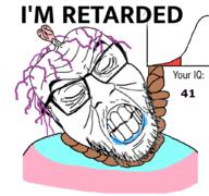 41 41%_iq ack anhero brainlet chud_(boorufag) chud_(soybooru) clenched_teeth closed_eyes closed_mouth drool ear glasses hair hanging iq its_over merge meta:op_took_a_selfie_of_xerself mustache pun purple_hair retard rope small_brain soyjak stubble suicide text tranny variant:bernd variant:feraljak wrinkles // 1024x960 // 484.2KB